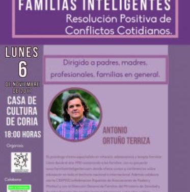 Coria acogerá la conferencia «Familias Inteligentes: Resolución Positiva de Conflicto Cotidianos»