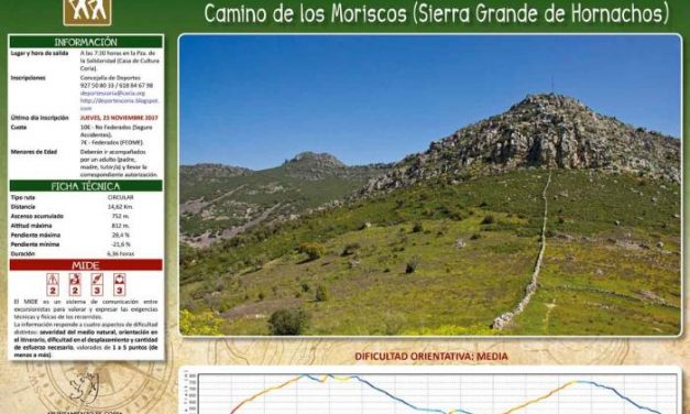 Coria organiza la ruta «Camino de los Moriscos-Sierra grande de Hornachos» el próximo día 26