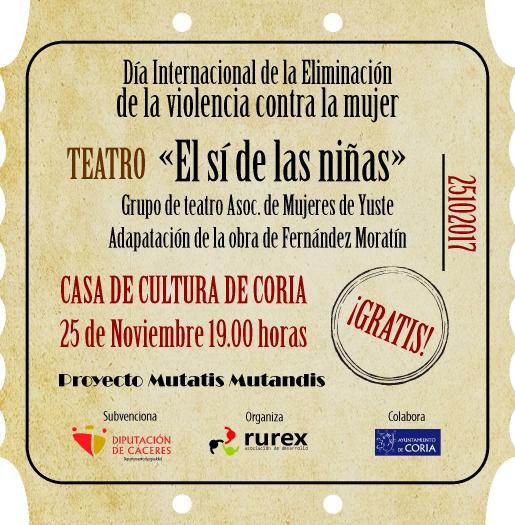 Coria conmemorará el Día Mundial Contra la Violencia de Género con una obra teatral en la Casa de Cultura