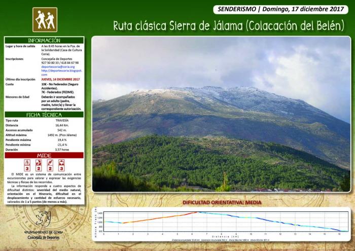 El departamento de Deportes de Coria celebrará este domingo la tradicional subida del Belén al Pico Jálama
