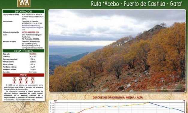 La Sierra de Gata será el destino de la primera ruta senderista del departamento de Deportes de Coria