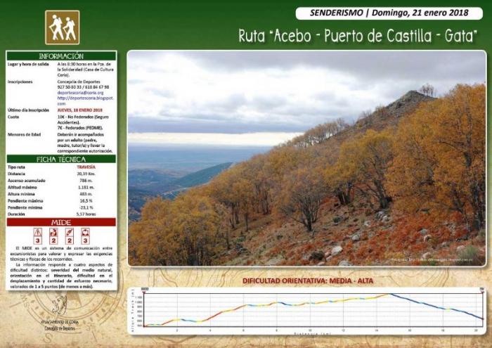 La Sierra de Gata será el destino de la primera ruta senderista del departamento de Deportes de Coria