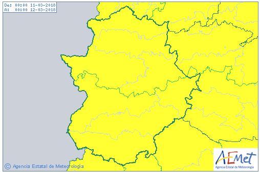 El norte de la provincia de Cáceres está en alerta amarilla por fenómenos adversos este domingo