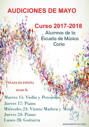 Las audiciones de la Escuela de Música de Coria se celebrarán en la Plaza de España