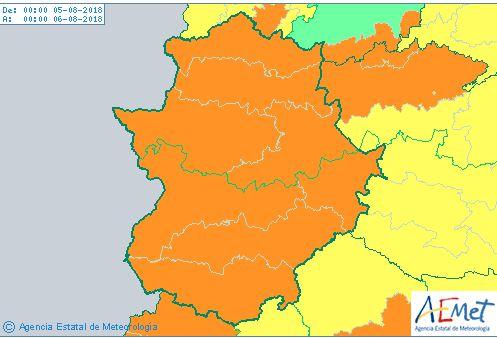 La totalidad de Extremadura estará en alerta naranja este domingo por temperaturas de hasta 42 grados