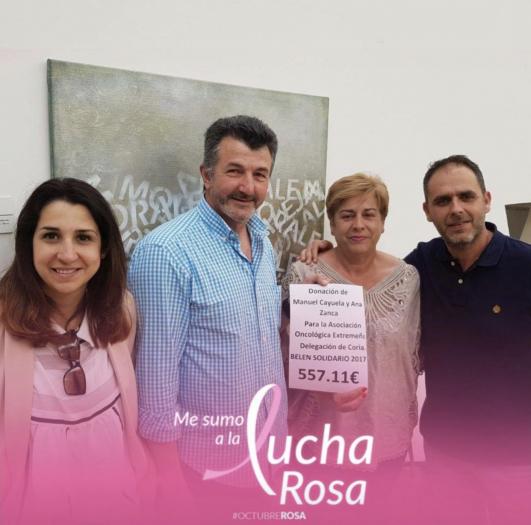 La familia Cayuela-Zanca dona la recaudación del Belén Solidario de 2017 a AOEX Coria