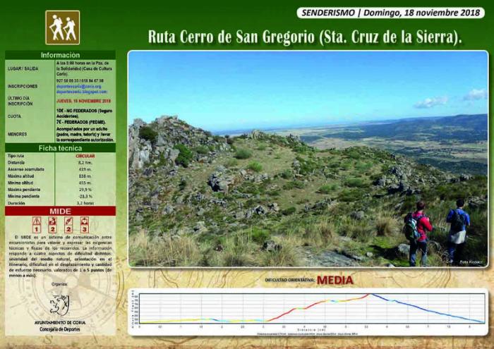 El municipio cacereño de Santa Cruz de la Sierra será el destino de la próxima ruta senderista de Coria