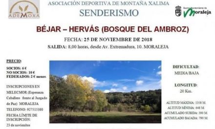 El Valle del Ambroz será el destino de la ruta organizada por ADEMOXA para este domingo día 25