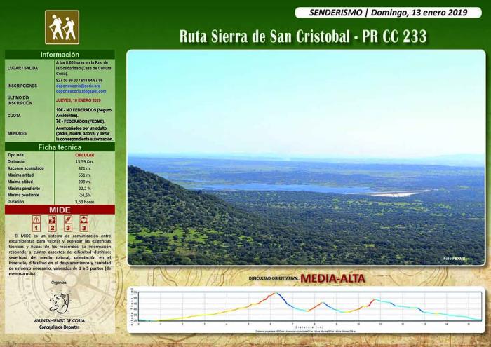 La Sierra de San Cristóbal será el escenario de la primera ruta senderista del consistorio de Coria