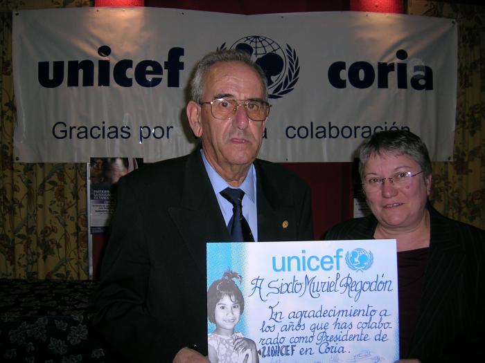 La ONG Unicef reconoce la solidaridad de Sixto Muriel