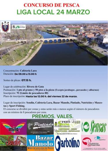 El domingo 24 de marzo se celebrará en la Rivera de Gata el Concurso de Pesca de la Liga Local