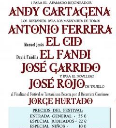 Andy Cartagena, el Cid, Fandi y José Garrido conforman el Festival Taurino con picadores de Coria
