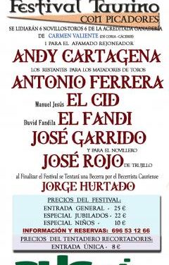 Andy Cartagena, el Cid, Fandi y José Garrido conforman el Festival Taurino con picadores de Coria