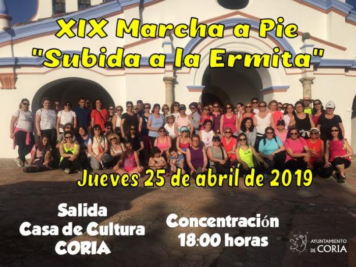 La XIX edición de la Marcha a pie «Subida a la Ermita» tendrá lugar este jueves en la ciudad de Coria