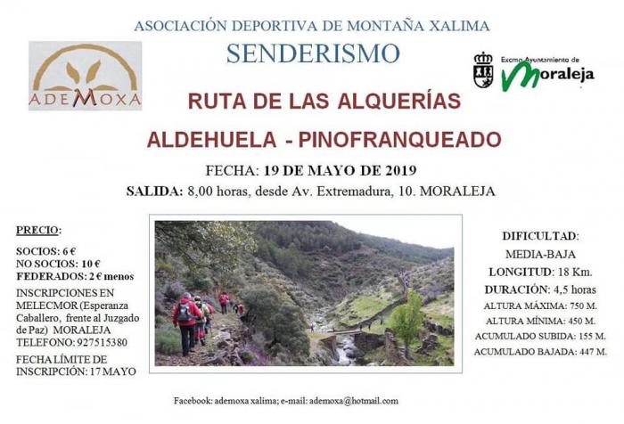 La Asociación Deportiva de Montaña Xálima organiza el próximo día 19 una ruta senderista por las Alquerías
