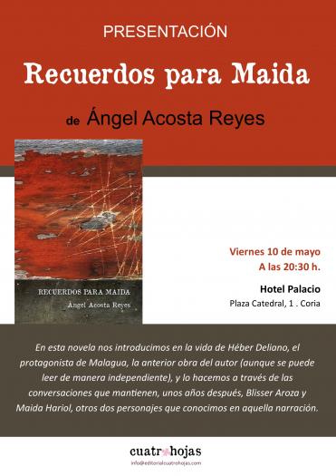 El cauriense Ángel Acosta presentará su tercera novela este viernes en el Hotel Palacio de Coria