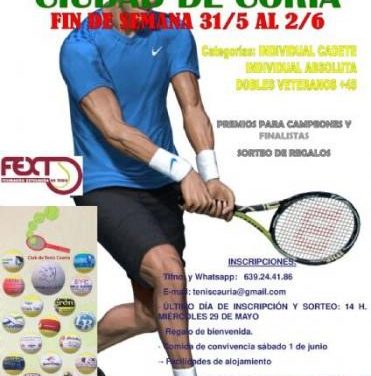 El polideportivo municipal de Coria será sede del II Torneo Federado de Tenis el próximo fin de semana