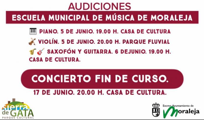 Los alumnos de la escuela de música de Moraleja preparan sus audiciones que tendrán lugar a lo largo de la semana