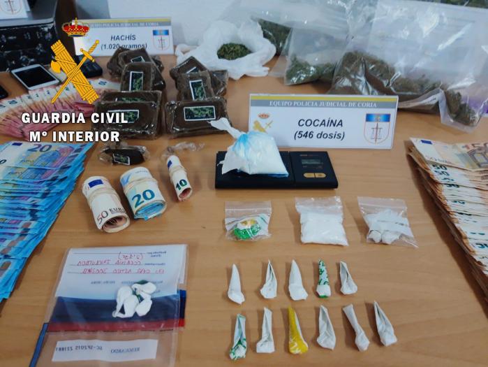 La Guardia Civil desarticula una organización criminal dedicada al tráfico de drogas en Coria