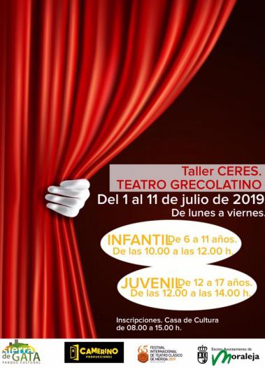 El Ayuntamiento de Moraleja acoge el taller de teatro Gregolatino CERES del 1 al 11 de julio