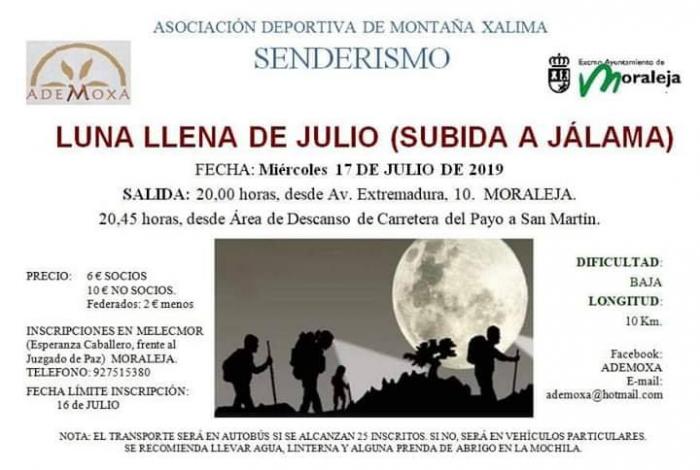 ADEMOXA celebrará la tradicional subida al monte Jálama para disfrutar de la luna llena de julio