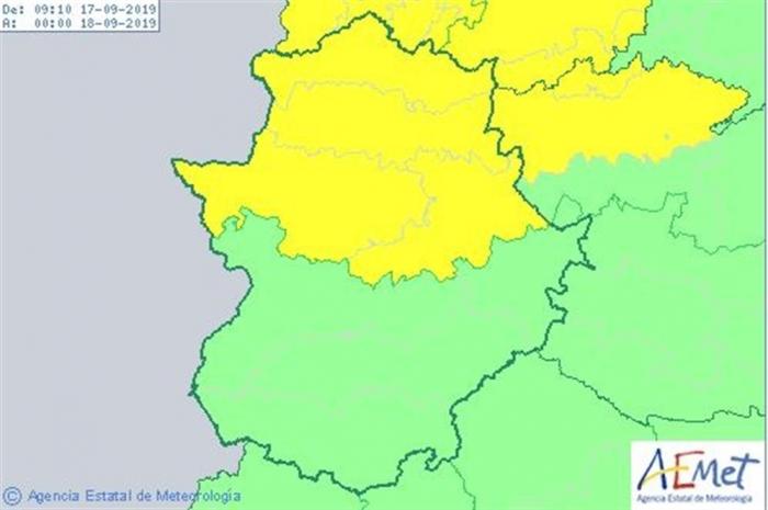 El 112 activa la alerta amarilla por lluvias y tormentas en la provincia de Cáceres