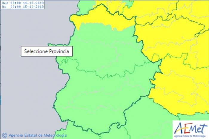 La AEMET activa el aviso amarillo por fuertes chubascos en el norte de Cáceres hoy