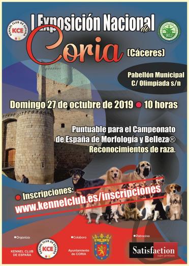 La ciudad de Coria acogerá este domingo la I Exposición Nacional Canina en el Pabellón de Deportes