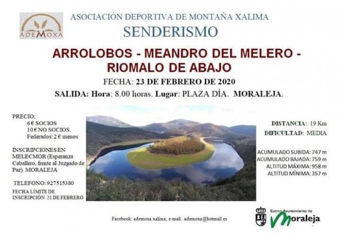La Asociación Deportiva Ademoxa organiza una ruta senderista hasta el Meandro del Melero