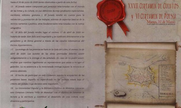 El Ayuntamiento de Moraleja convoca el XXVII Certamen de Cuentos y el VI Certamen de Poesía