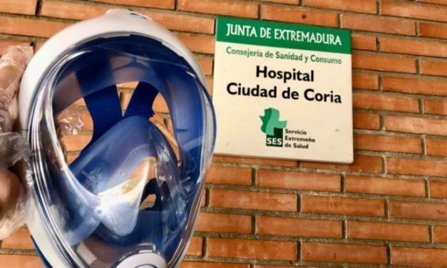 El Hospital de Coria recibe 80 máscaras «snorkel» para usarlas como respiradores para enfermos de Covid-19