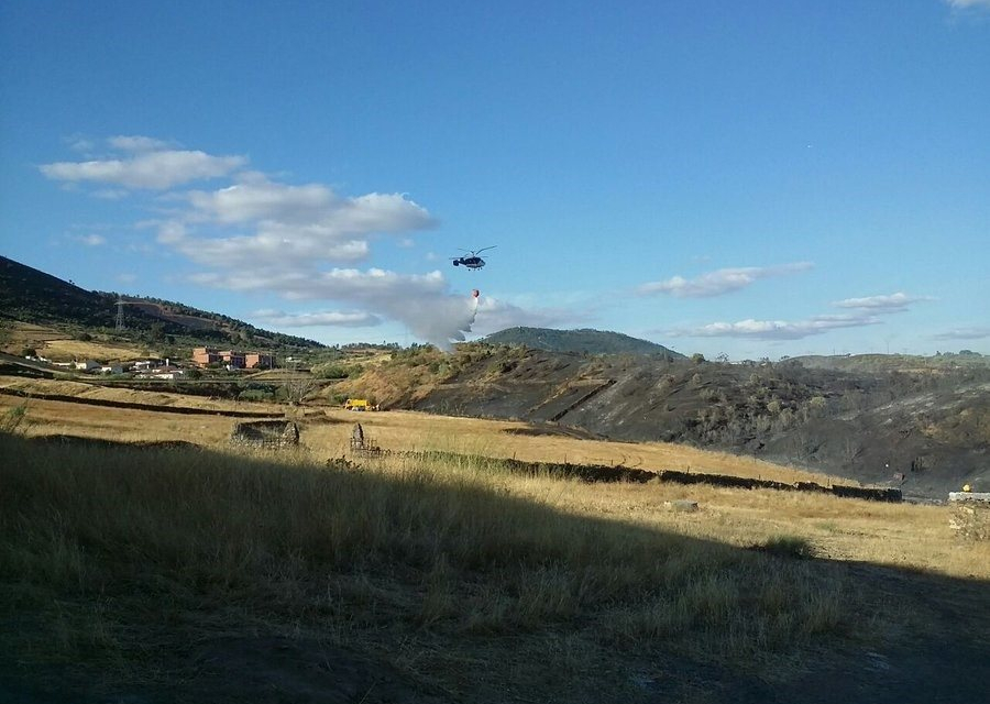 Estabilizado el incendio declarado en una zona de dehesa boyal en Cañaveral