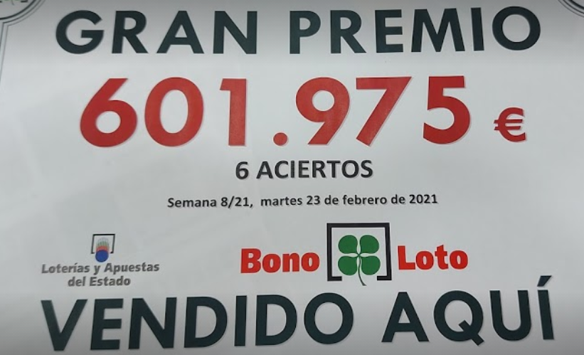 Un boleto sellado en Badajoz resulta agraciado con casi 602.000 euros en el sorteo de la Bonoloto