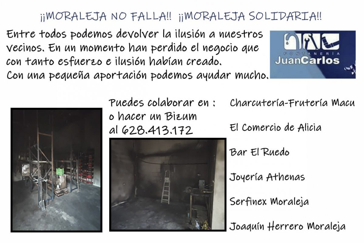 Arranca una campaña solidaria para ayudar a una familia de Moraleja que perdió su negocio en un incendio