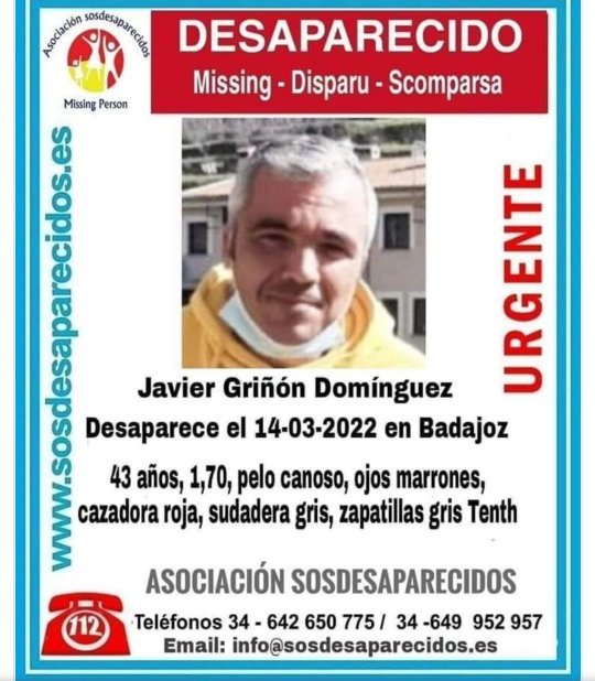Aparece el hombre de 43 años desaparecido en Badajoz
