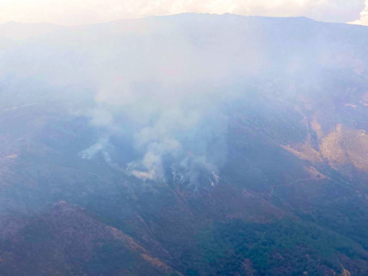 Medios aéreos tratan de controlar el incendio provocado por un rayo en Tornavacas