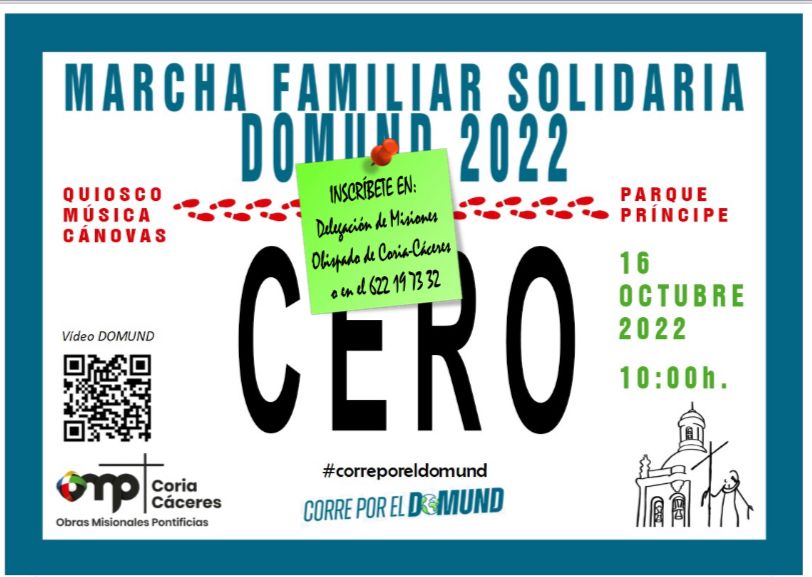 Cáceres, Coria y Aldeanueva del Camino acogen el domingo día 16 de octubre una marcha familiar por el Domund