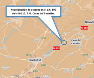 Aprobado por 167.638 euros el proyecto para reordenar los accesos de la carretera N-110 en Casas del Castañar