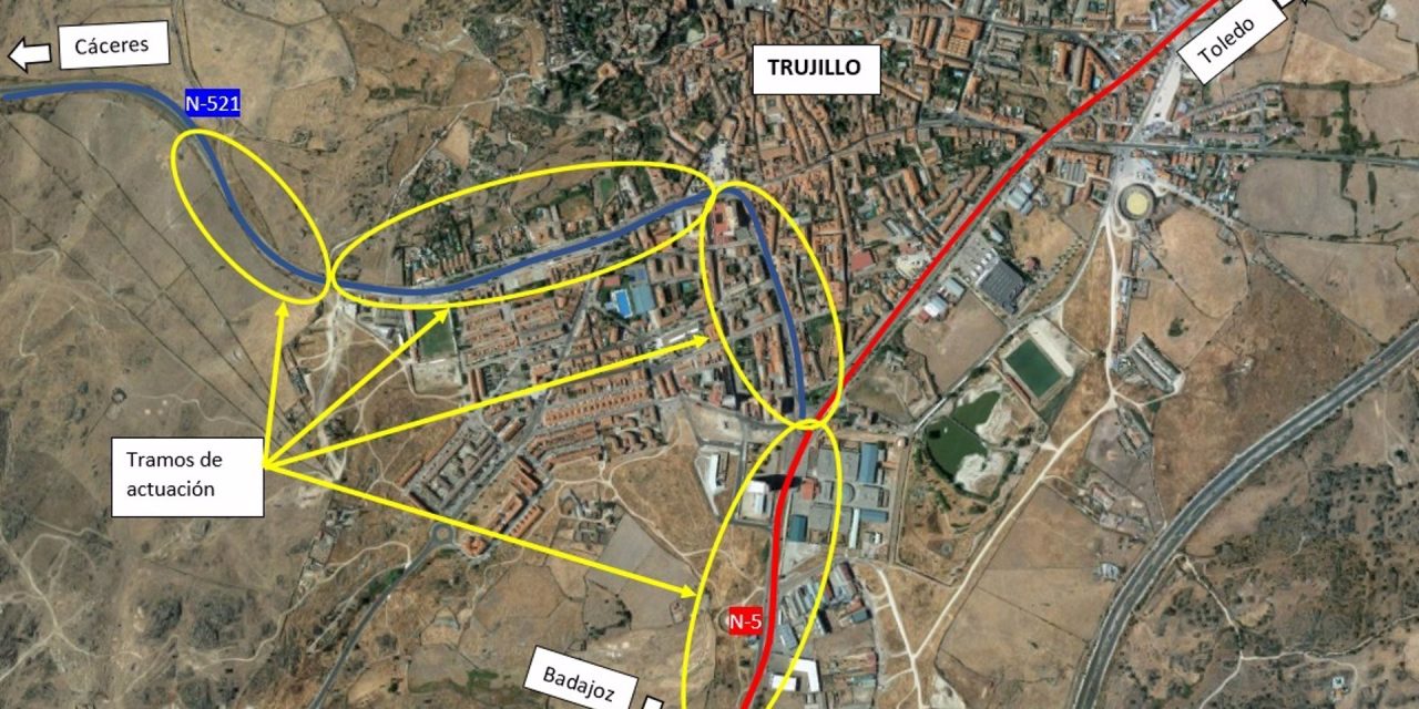 Transportes licita por 2,86 millones la humanización de tres kilómetros en las carreteras N-5 y N-521 en Trujillo