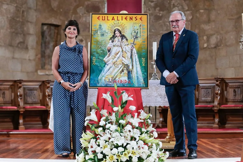 Una obra de la artista Nuria Barrera con la imagen de Santa Eulalia anuncia el Año Jubilar
