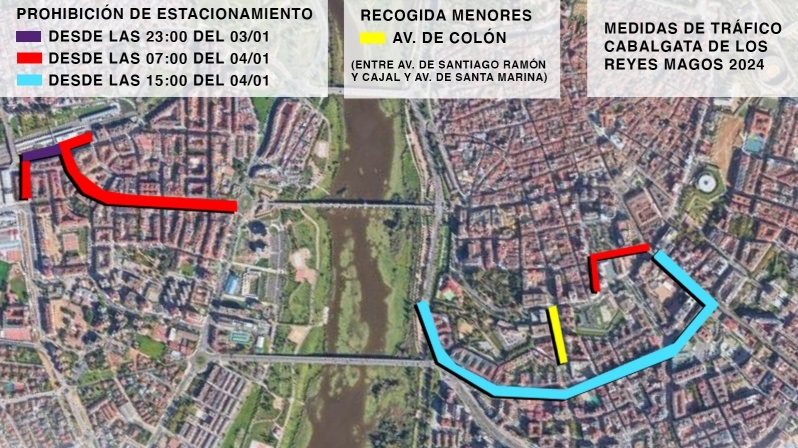 Badajoz anuncia las restricciones de tráfico con motivo de la Cabalgata de los Reyes Magos