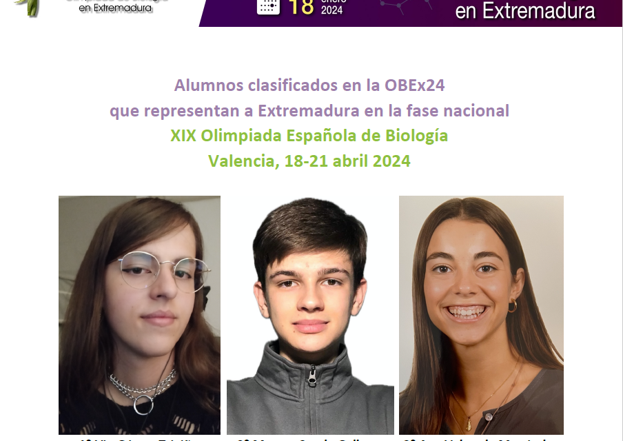 Estos son los 3 estudiantes extremeños que aspiran a ganar la XIX Olimpiada Española de Biología